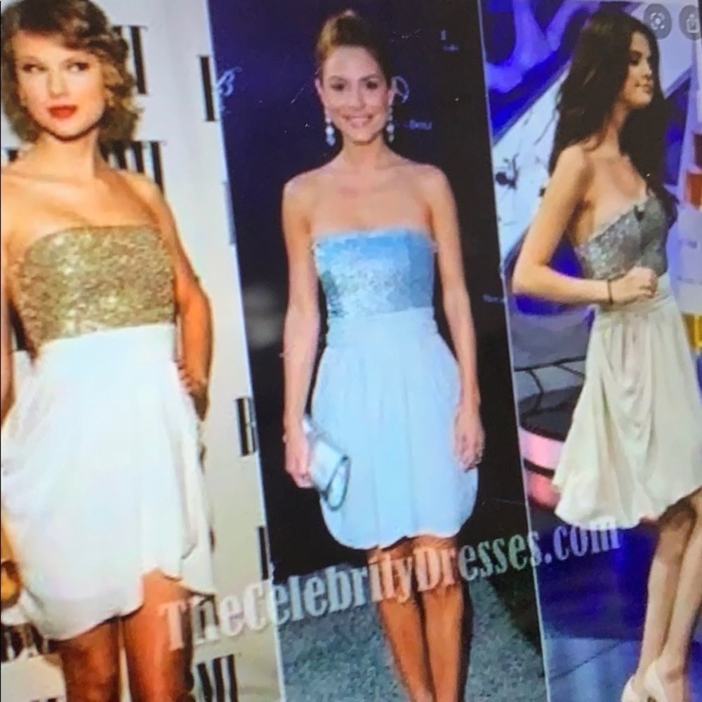 Alice + Olivia Sequin Strapless Dress.